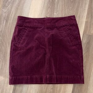 LOFT Maroon Burgundy Red Corduroy Mini Skirt Size 4 Small